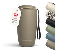 LARS NYSØM Mug Isotherme Cafe to-go 500ml - Gobelet Café Acier Inoxydable | Mug Isotherme avec Sangle et Couvercle en Tritan - Reste Chaud 4h et Froid 8h - Tasse de Voyage Design à Motif