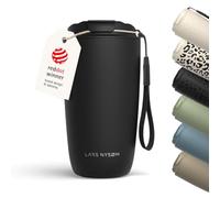 LARS NYSØM Mug Isotherme Cafe to-go 500ml - Gobelet Café Acier Inoxydable | Mug Isotherme avec Sangle et Couvercle en Tritan - Reste Chaud 4h et Froid 8h - Tasse de Voyage Design à Motif