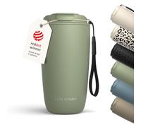 LARS NYSØM Mug Isotherme Cafe to-go 500ml - Gobelet Café Acier Inoxydable | Mug Isotherme avec Sangle et Couvercle en Tritan - Reste Chaud 4h et Froid 8h - Tasse de Voyage Design à Motif