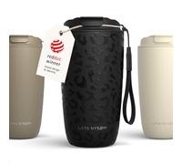 LARS NYSØM Mug Isotherme Cafe to-go avec sangle et couvercle en tritan 500ml | Tasse de voyage 0.5 L avec isolation | Tasse thermique avec design à motif en acier inoxydable