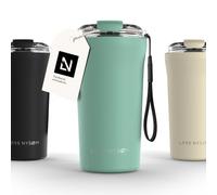 LARS NYSØM Mug Isotherme Cafe to-go avec sangle et couvercle en tritan 500ml | Tasse de voyage 0.5 litre avec isolation | Tasse thermique étanche en acier inoxydable (Aqua Turquoise, 500ml)