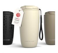 LARS NYSØM Mug Isotherme Cafe to-go avec sangle et couvercle en tritan 500ml | Tasse de voyage 0.5 litre avec isolation | Tasse thermique étanche en acier inoxydable