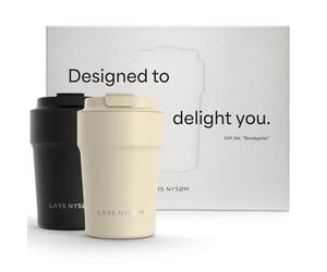 LARS NYSØM Mug Isotherme pour Café ou Thé to-go - Cadeau set de 2 x 380ml Tasses thermiques pour le café et le thé à emporter - Le set de mugs étanches dans une boîte cadeau attrayante