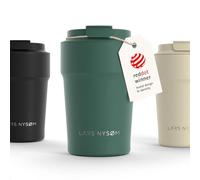 LARS NYSØM Thermo Coffee Mug-to-go 380ml | Tasse de voyage 0.38 litre avec isolation | Base en silicone | Tasse thermique étanche en acier inox pour café ou thé