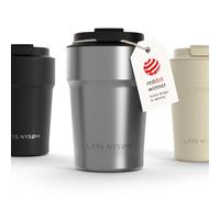 LARS NYSØM Thermo Coffee Mug-to-go 380ml | Tasse de voyage 0.38 litre avec isolation | Base en silicone | Tasse thermique étanche en acier inox pour café ou thé