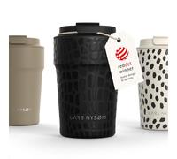 LARS NYSØM Thermo Coffee Mug-to-go 380ml | Tasse de voyage 0.38 litre avec isolation | Base en silicone | Tasse thermique étanche en acier inox pour café ou thé (Black, 380ml)