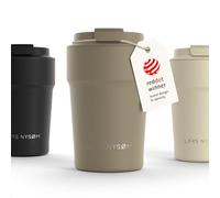 LARS NYSØM Thermo Coffee Mug-to-go 380ml | Tasse de voyage 0.38 litre avec isolation | Base en silicone | Tasse thermique étanche en acier inox pour café ou thé