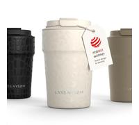 LARS NYSØM Thermo Coffee Mug-to-go 380ml | Tasse de voyage 0.38 litre avec isolation | Base en silicone | Tasse thermique étanche en acier inox pour café ou thé (Beige, 380ml)