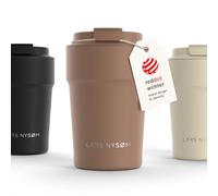 LARS NYSØM Thermo Coffee Mug-to-go 380ml | Tasse de voyage 0.38 litre avec isolation | Base en silicone | Tasse thermique étanche en acier inox pour café ou thé