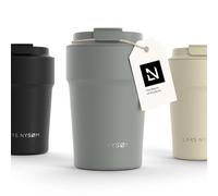 LARS NYSØM Thermo Coffee Mug-to-go 380ml | Tasse de voyage 0.38 litre avec isolation | Tasse thermique étanche en acier inoxydable pour le café et le thé (Ash Gray, 380ml)