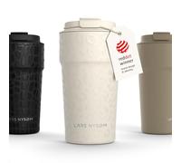 LARS NYSØM Thermo Coffee Mug-to-go 500ml | Tasse de voyage 0.5 litre avec isolation | Base en silicone | Tasse thermique étanche en acier inox pour café ou thé (Beige, 500ml)