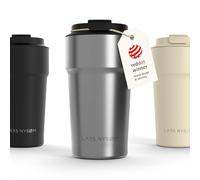 LARS NYSØM Thermo Coffee Mug-to-go 500ml | Tasse de voyage 0.5 litre avec isolation | Base en silicone | Tasse thermique étanche en acier inox pour café ou thé (Stainless Steel - Powder, 500ml)