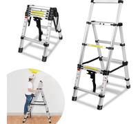 LARS360 1.4+1.7M Echelle télescopique Escabeau pliant Echelle multi-usages Cadre A 4+5nombre de barreaux Antidérapant Echelle extensible Escabeau à coulisse jusqu'à 150 kg pour réparation de toiture