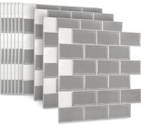 LARS360 10 stickers muraux mosaïque cuisine film carrelage 3D autocollant PVC adhésif[Gris]