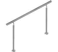 LARS360 150 cm Main courante, main courante, rampe d'escalier Ø 42 mm avec barreaux en acier inoxydable, 0 balustre, rampe de terrasse pour montage au sol, kit escalier pour intérieur et extérieur, ra