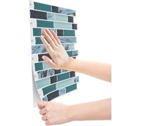 LARS360 1m² 10 pièces 3D stickers pour carrelage, DIY stickers pour carrelage mural Feuilles décoratives autocollantes, carreaux adhésifs pour cuisine et salle de bain, design marbre-D