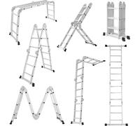 LARS360 340cm échelle échelle polyvalente échelle pliante échelle articulée avec plateforme 4x3 marches échelle en aluminium échelle multifonctionnelle 6 en 1 150KG
