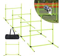 LARS360 4 x haies Équipement d'agilité pour chiens Barres de slalom Kit de haies d'agilité pour animaux domestiques 104x70x101cm Hauteur réglable Sac vert