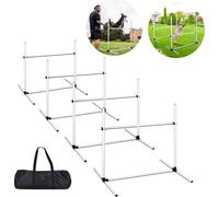 LARS360 4 x haies Équipement d'agilité pour chiens Barres de slalom Kit de haies d'agilité pour animaux domestiques 104x70x101cm Hauteur réglable Sac blanc