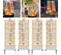 LARS360 4X planches à saumon à flamber avec support en acier inoxydable Réglable 5 niveaux Planches à saumon à flamber pour brasero pour grillades en plein air Planche en cèdre jusqu'à 2,5KG