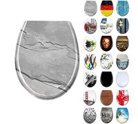 LARS360 Abattant WC Abattant de Toilette Fabriqué en Acier Thermodurci et Inoxydable Antibactérien Peut être Utilisé sur la Plupart des Couvercles de Toilettes, 45 x 38cm (Motif de Roche Grise)