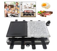 LARS360 Appareil à raclette électrique pour 8 personnes, gril de table avec pierre naturelle, revêtement antiadhésif - 1400 W