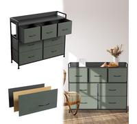 LARS360 Armoire de rangement en tissu à 7 tiroirs Commode en tissu - Buffet en tissu à 9 tiroirs pour l'organisation de la maison Bureau - Gris