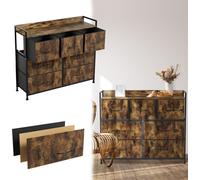 LARS360 Armoire de rangement en tissu à 7 tiroirs Commode en tissu - Buffet en tissu à 9 tiroirs pour l'organisation de la maison Bureau - Noir