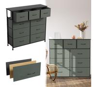 LARS360 Armoire de rangement en tissu à 9 tiroirs Commode en tissu - Buffet en tissu à 9 tiroirs pour l'organisation de la maison Bureau - Gris