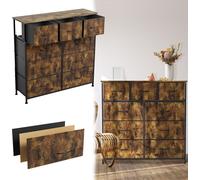 LARS360 Armoire de rangement en tissu à 9 tiroirs Commode en tissu - Buffet en tissu à 9 tiroirs pour l'organisation de la maison Bureau - Noir