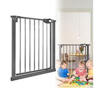 LARS360 Barrière de protection d'escalier, sans perçage, à ouverture d'une seule main et fermeture automatique, en métal, pour bébé et animaux domestiques, 75 à 85 cm, noire