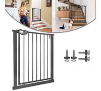 LARS360 Barrière de protection pour bébé, escalier, fermeture automatique des grilles d'escalier, grille de porte + étagère d'extension de 30 cm avec compartiment pour cartes, blanc