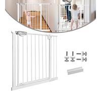 LARS360 Barrière de sécurité pour bébé - Fermeture automatique - Sans perçage de grilles de porte + 10 cm d'extension avec compartiment pour cartes - Extensible jusqu'à 95 cm