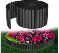 LARS360 Bordure de pelouse flexible, 10m de long, 15cm de haut, bordure métallique ondulée Délimitation de jardin, bordure de tonte pour pelouse et parterre de fleurs, noir