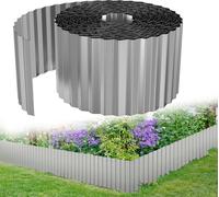 LARS360 Bordure de pelouse flexible, 10m de long, 18cm de haut, bordure métallique ondulée Délimitation de jardin, bordure de tonte pour pelouse et parterre de fleurs, argenté