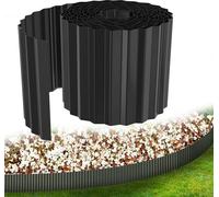 LARS360 Bordure de pelouse flexible, 5m de long, 15cm de haut, bordure métallique ondulée Délimitation de jardin, bordure de tonte pour pelouse et parterre de fleurs, noir