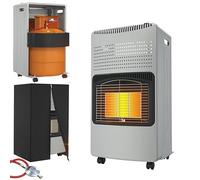 LARS360 Chauffage à gaz 4200 W 3 niveaux de chauffage en céramique Gris | Chauffage à gaz mobile avec protection ODS, pour bouteille de gaz jusqu'à 15 kg, avec tuyau, réducteur de pression et housse