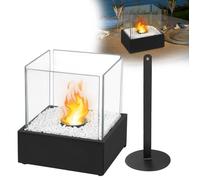 LARS360 Cheminée de table bioéthanol 25x21x30cm Cheminée Portable table à l'éthanol avec extincteur de 4 Panneaux en Verre