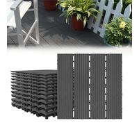 LARS360 Dalles de Jardin Clipsables en Bois Composite WPC Emboîtables Dalle Revêtement de Sol Extérieur Dalles Terrasse Composite Pour Jardin, Piscine, Balcon, Anthracite, 30 x 30cm(2m²), Lot de 22