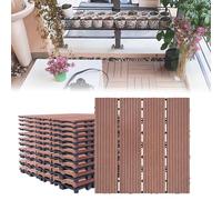 LARS360 Dalles de Jardin Clipsables en Bois Composite WPC Emboîtables Dalle Revêtement de Sol Extérieur Dalles Terrasse Composite Pour Jardin, Piscine, Balcon, Marron, 30 x 30cm(1m²), Lot de 11