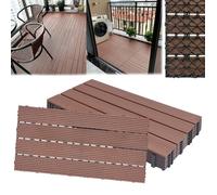 LARS360 Dalles de Jardin Clipsables en Bois Composite WPC Emboîtables Pour Jardin Piscine Balcon Marron 30 x 60cm(2m²) Lot de 12