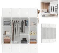LARS360 DIY Système d'étagères Penderie avec porte, étagère enfichable Penderie, étagère sur pied blanche, 20 boîtes - Système de rangement flexible pour la garde-robe & le rangement
