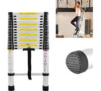 LARS360 échelle télescopique échelle extensible design télescopique en aluminium échelle polyvalente, 13 échelons - 87cm à 3.80m échelle simple