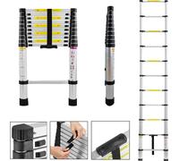 LARS360 Échelle télescopique en aluminium 440cm Échelle simple multifonctionnelle Échelle polyvalente 15 échelons Échelle en aluminium de haute qualité Capacité de charge 150 kg