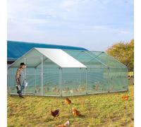 LARS360 Enclos extérieur Poulailler 3 x 6 x 2 m Outdoor Poulailler Toit Poulailler, Acier galvanisé Petit parc animalier Enclos extérieur avec protection solaire Cage à poules Volière,PE