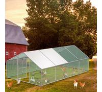 LARS360 Enclos extérieur Poulailler 3 x 8 x 2 m Outdoor Poulailler Toit Poulailler, Acier galvanisé Petit parc animalier Enclos extérieur avec protection solaire Cage à poules Volière,PE