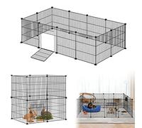 LARS360 Enclos pour lapins, cochons d'Inde, chiots, en treillis métallique, avec porte, noir 142 x 72 x 36 cm