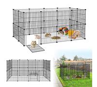 LARS360 Enclos pour lapins, cochons d'Inde, chiots, en treillis métallique, avec porte, noir 142 x 72 x 72 cm