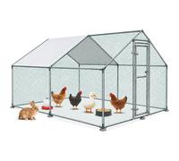 LARS360 Enclos pour poulailler, 3 x 4 x 2 m, clôture extérieure, toit d'ombrage en polyéthylène enduit, cadre en acier galvanisé, utilisé pour poules, poulaillers, cages à oiseaux, petits animaux