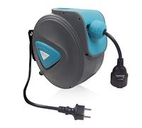 LARS360 Enrouleur de câble automatique de qualité supérieure - 20 m - Avec câble - Pivotant à 180° - Support mural durable